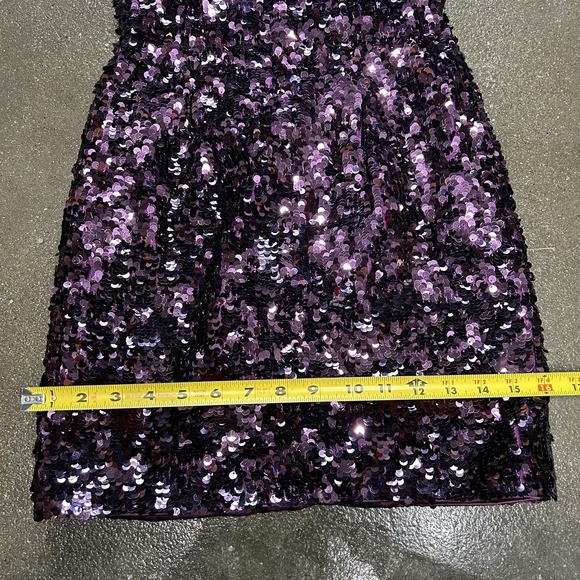 Mori Lee Dress Womens 0 Purple Sequin Strapless Sweetheart Mini‎ Party Cocktail - Picture 4 of 7
